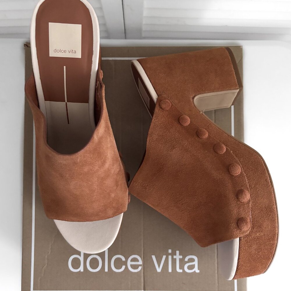 Dolce Vita Emol Suede Platform Mule Size 10 New - Picture 2 of 6